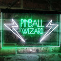 ADVPRO Pinball Wizard Game Room Display Bar Beer Club Dual Color LED Neon Sign st6-i2797 - White & Green