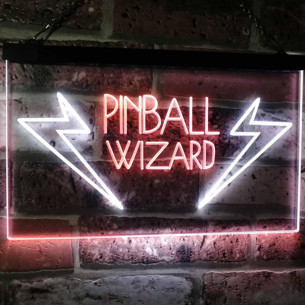 ADVPRO Pinball Wizard Game Room Display Bar Beer Club Dual Color LED Neon Sign st6-i2797 - White & Orange