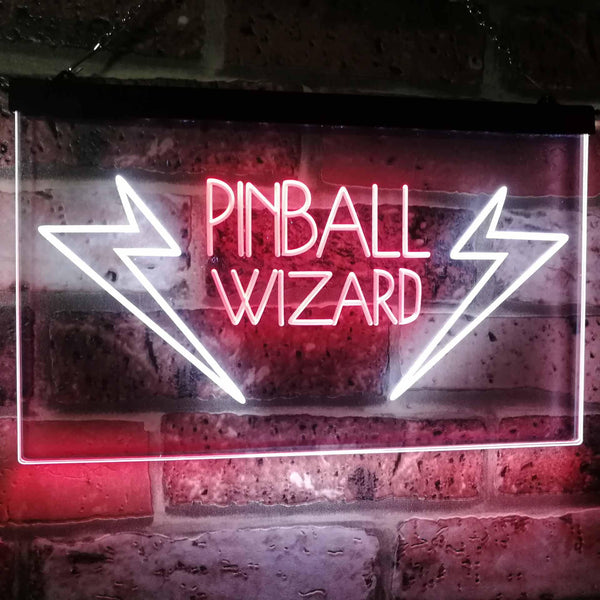 ADVPRO Pinball Wizard Game Room Display Bar Beer Club Dual Color LED Neon Sign st6-i2797 - White & Red