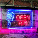 ADVPRO Open Air Classic Microphone Recording Quiet Please Dual Color LED Neon Sign st6-i2799 - Blue & Red