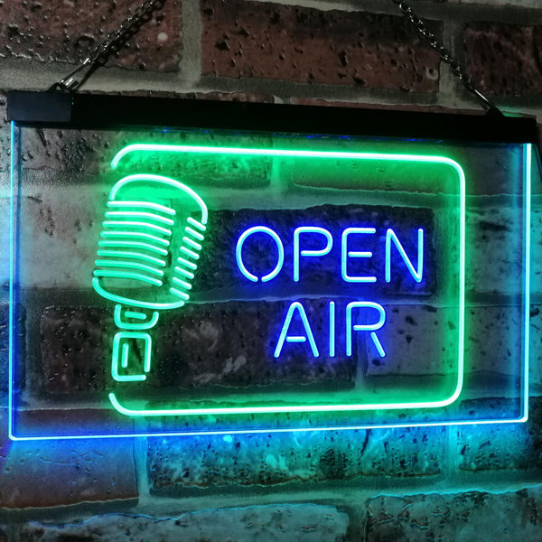 ADVPRO Open Air Classic Microphone Recording Quiet Please Dual Color LED Neon Sign st6-i2799 - Green & Blue
