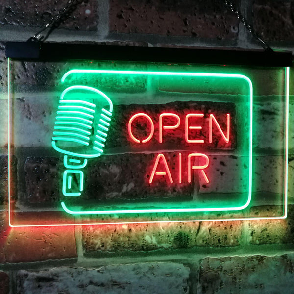 ADVPRO Open Air Classic Microphone Recording Quiet Please Dual Color LED Neon Sign st6-i2799 - Green & Red
