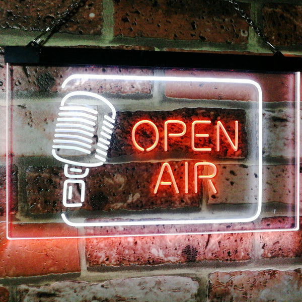 ADVPRO Open Air Classic Microphone Recording Quiet Please Dual Color LED Neon Sign st6-i2799 - White & Orange