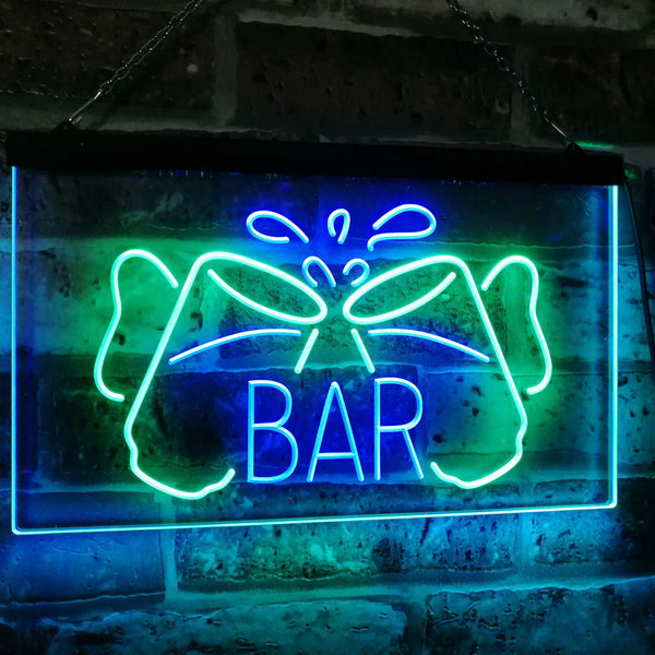 ADVPRO Home Bar Beer Mugs Cheers Decoration Man Cave Dual Color LED Neon Sign st6-i2814 - Green & Blue
