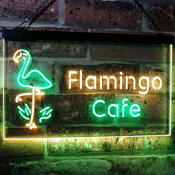 ADVPRO Flamingo Cafe Kitchen Dual Color LED Neon Sign st6-i2828 - Green & Yellow
