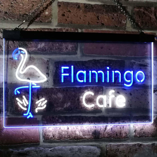 ADVPRO Flamingo Cafe Kitchen Dual Color LED Neon Sign st6-i2828 - White & Blue
