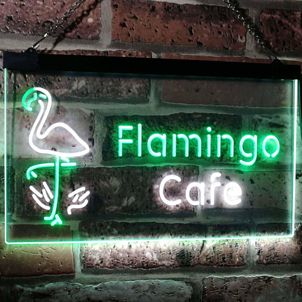 ADVPRO Flamingo Cafe Kitchen Dual Color LED Neon Sign st6-i2828 - White & Green