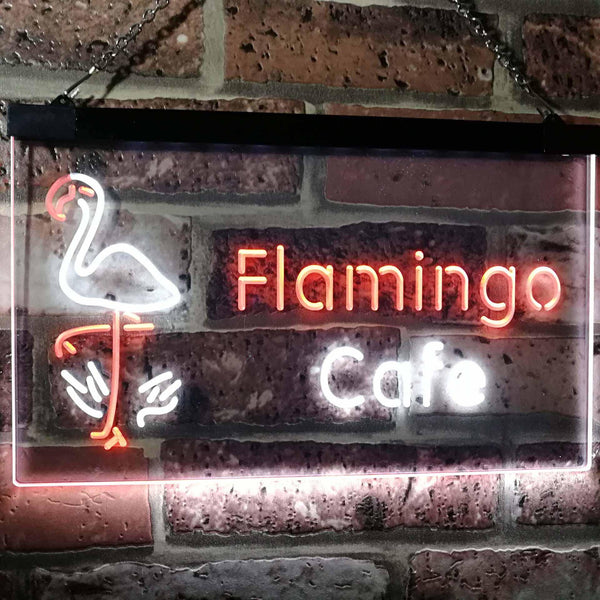 ADVPRO Flamingo Cafe Kitchen Dual Color LED Neon Sign st6-i2828 - White & Orange