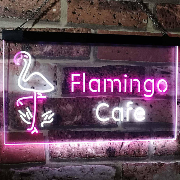 ADVPRO Flamingo Cafe Kitchen Dual Color LED Neon Sign st6-i2828 - White & Purple
