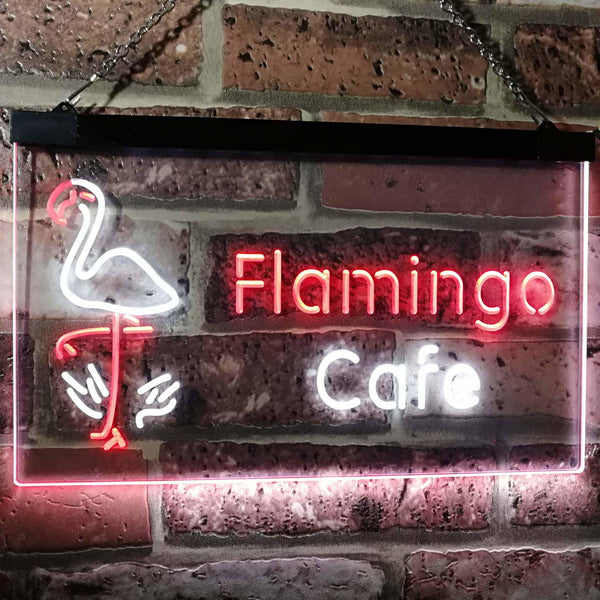 ADVPRO Flamingo Cafe Kitchen Dual Color LED Neon Sign st6-i2828 - White & Red