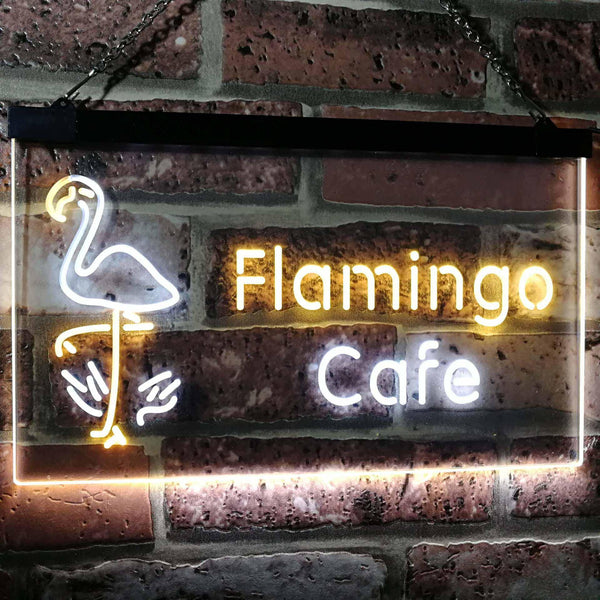 ADVPRO Flamingo Cafe Kitchen Dual Color LED Neon Sign st6-i2828 - White & Yellow