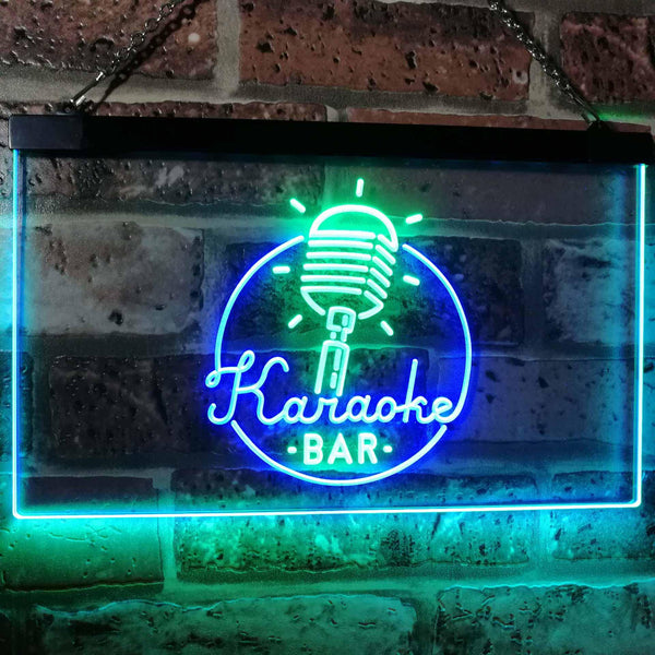 ADVPRO Karaoke Bar Microphone Dual Color LED Neon Sign st6-i2843 - Green & Blue