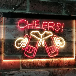 ADVPRO Bar Cheers Beer Mugs Glass Home Decor Dual Color LED Neon Sign st6-i2857 - Red & Yellow