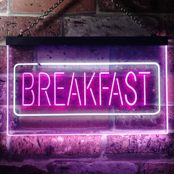 ADVPRO All Day Breakfast Cafe Dual Color LED Neon Sign st6-i2862 - White & Purple
