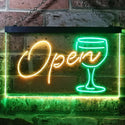 ADVPRO Open Script Cocktails Glass Bar Wine Club Dual Color LED Neon Sign st6-i2863 - Green & Yellow