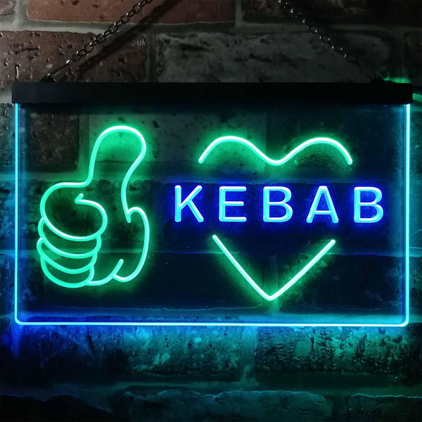 ADVPRO Kebab Restaurant Cafe Wall Decor Open Dual Color LED Neon Sign st6-i2868 - Green & Blue