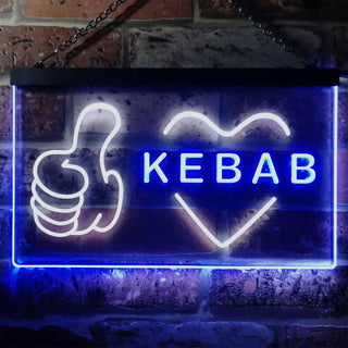 ADVPRO Kebab Restaurant Cafe Wall Decor Open Dual Color LED Neon Sign st6-i2868 - White & Blue