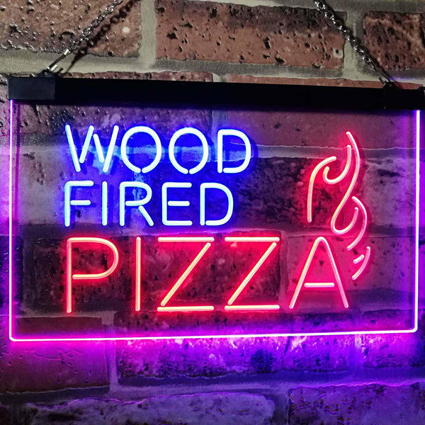 ADVPRO Wood Fired Pizza Dual Color LED Neon Sign st6-i2887 - Blue & Red
