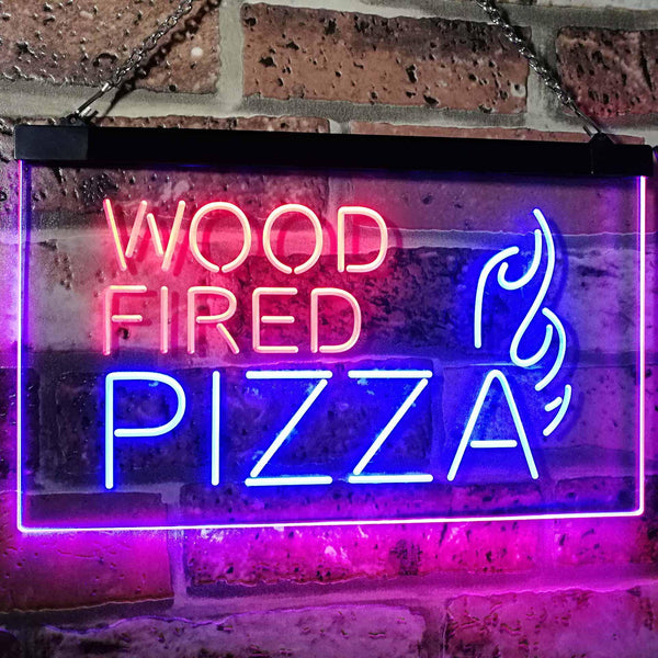 ADVPRO Wood Fired Pizza Dual Color LED Neon Sign st6-i2887 - Red & Blue