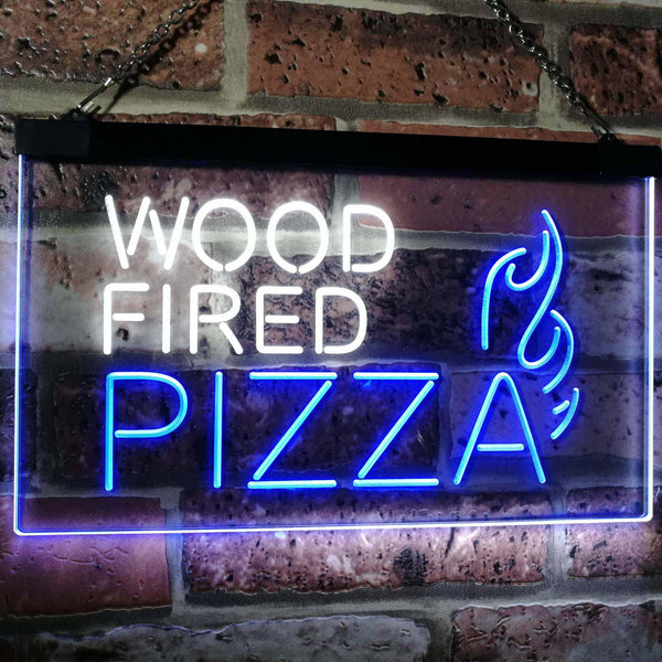 ADVPRO Wood Fired Pizza Dual Color LED Neon Sign st6-i2887 - White & Blue