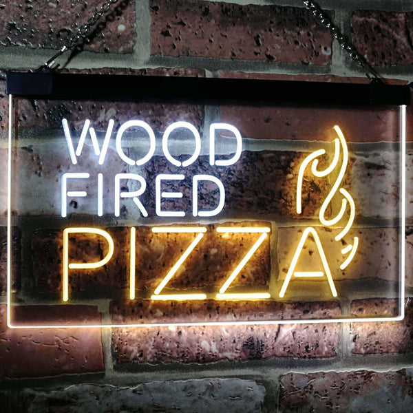 ADVPRO Wood Fired Pizza Dual Color LED Neon Sign st6-i2887 - White & Yellow