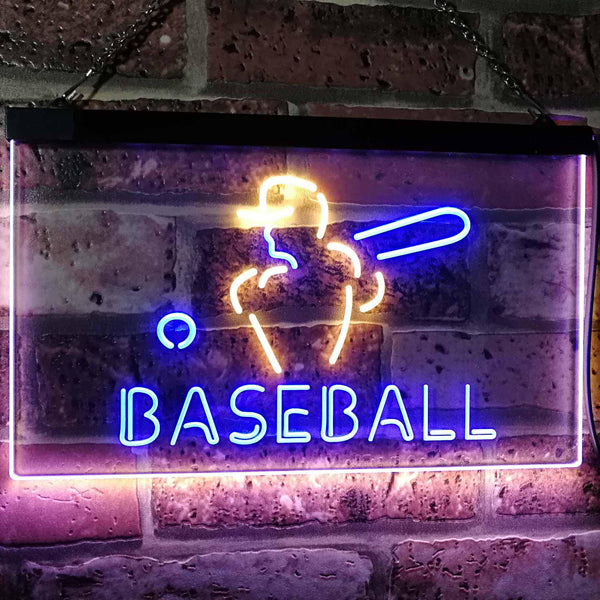 ADVPRO Baseball Sport Man Cave Bar Dual Color LED Neon Sign st6-i2892 - Blue & Yellow
