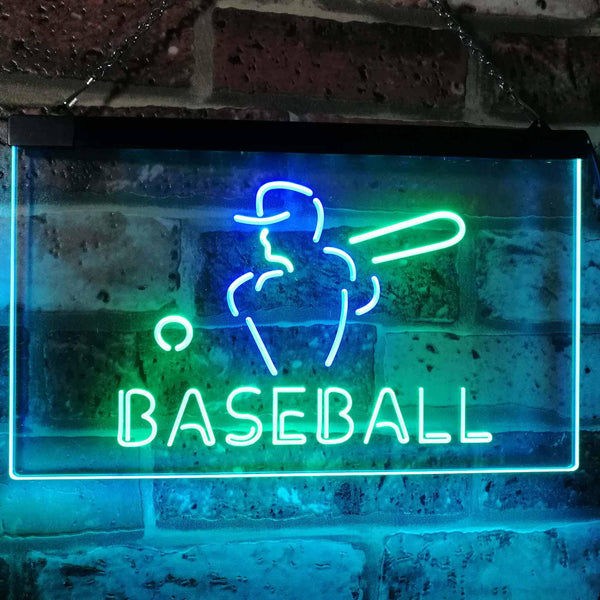 ADVPRO Baseball Sport Man Cave Bar Dual Color LED Neon Sign st6-i2892 - Green & Blue