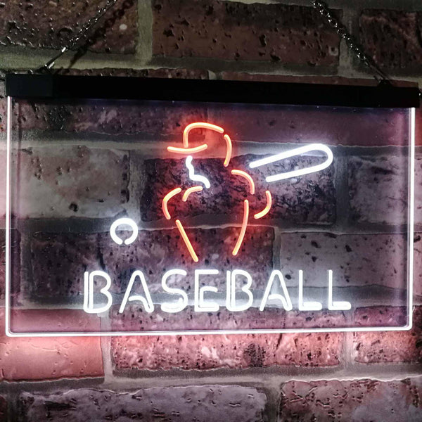 ADVPRO Baseball Sport Man Cave Bar Dual Color LED Neon Sign st6-i2892 - White & Orange