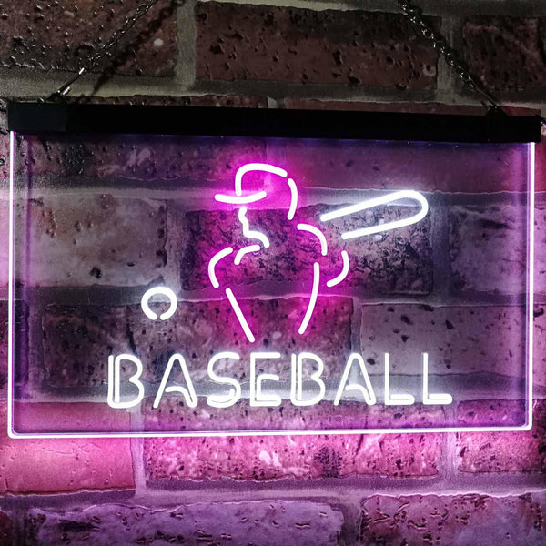 ADVPRO Baseball Sport Man Cave Bar Dual Color LED Neon Sign st6-i2892 - White & Purple