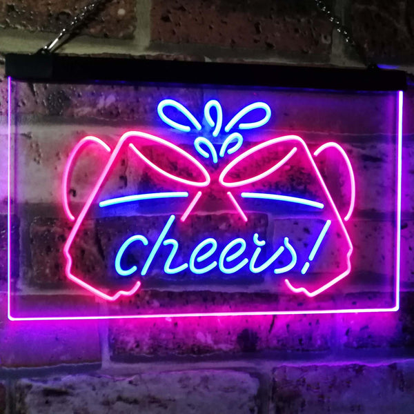 ADVPRO Home Bar Man Cave Pub Club Cheers Mugs Display Dual Color LED Neon Sign st6-i2912 - Blue & Red