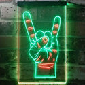 ADVPRO Rock n Roll Hand Heavy Metal Horn Band  Dual Color LED Neon Sign st6-i2948 - Green & Red