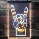 ADVPRO Rock n Roll Hand Heavy Metal Horn Band  Dual Color LED Neon Sign st6-i2948 - White & Yellow