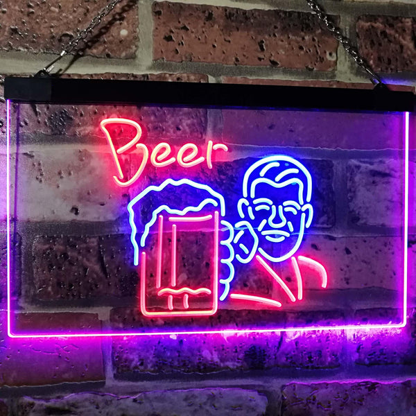 ADVPRO Beer Classic Man Cave Bar Decor Dual Color LED Neon Sign st6-i2952 - Blue & Red