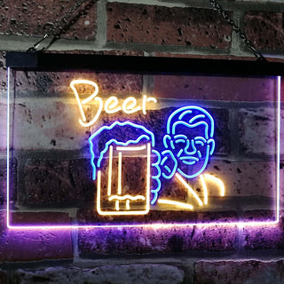 ADVPRO Beer Classic Man Cave Bar Decor Dual Color LED Neon Sign st6-i2952 - Blue & Yellow