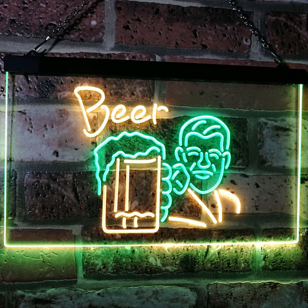 ADVPRO Beer Classic Man Cave Bar Decor Dual Color LED Neon Sign st6-i2952 - Green & Yellow