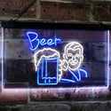 ADVPRO Beer Classic Man Cave Bar Decor Dual Color LED Neon Sign st6-i2952 - White & Blue