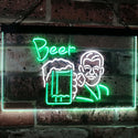ADVPRO Beer Classic Man Cave Bar Decor Dual Color LED Neon Sign st6-i2952 - White & Green