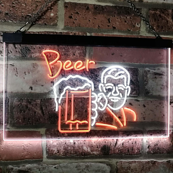 ADVPRO Beer Classic Man Cave Bar Decor Dual Color LED Neon Sign st6-i2952 - White & Orange