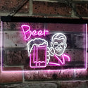 ADVPRO Beer Classic Man Cave Bar Decor Dual Color LED Neon Sign st6-i2952 - White & Purple