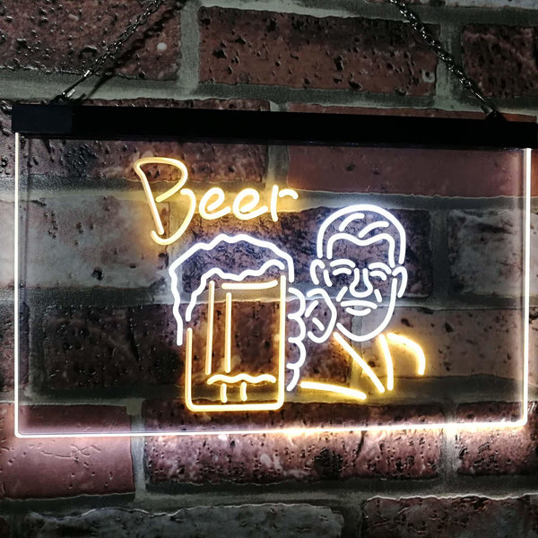 ADVPRO Beer Classic Man Cave Bar Decor Dual Color LED Neon Sign st6-i2952 - White & Yellow