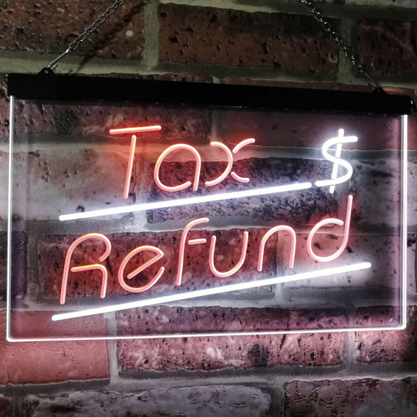 ADVPRO Tax Refund Income Tax Indoor Display Dual Color LED Neon Sign st6-i2976 - White & Orange