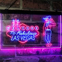 ADVPRO Cowboy Welcome to Las Vegas Beer Bar Pub Display Dual Color LED Neon Sign st6-i3005 - Blue & Red