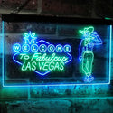 ADVPRO Cowboy Welcome to Las Vegas Beer Bar Pub Display Dual Color LED Neon Sign st6-i3005 - Green & Blue
