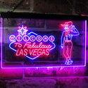 ADVPRO Cowboy Welcome to Las Vegas Beer Bar Pub Display Dual Color LED Neon Sign st6-i3005 - Red & Blue