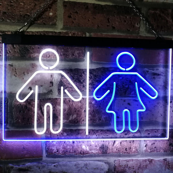 ADVPRO Toilet Man Woman Male Female Washroom WC Restroom Dual Color LED Neon Sign st6-i3047 - White & Blue