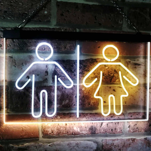 ADVPRO Toilet Man Woman Male Female Washroom WC Restroom Dual Color LED Neon Sign st6-i3047 - White & Yellow