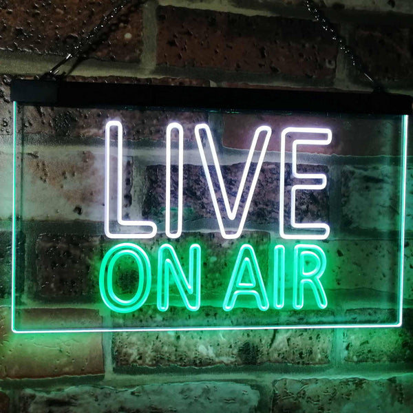 ADVPRO On Air Live Recording Studio Video Room Dual Color LED Neon Sign st6-i3064 - White & Green