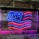 ADVPRO USA Flag Decoration United States of America Bar Beer Pub Club Dual Color LED Neon Sign st6-i3068 - Blue & Red