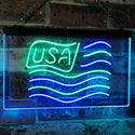 ADVPRO USA Flag Decoration United States of America Bar Beer Pub Club Dual Color LED Neon Sign st6-i3068 - Green & Blue