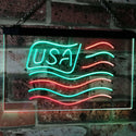 ADVPRO USA Flag Decoration United States of America Bar Beer Pub Club Dual Color LED Neon Sign st6-i3068 - Green & Red